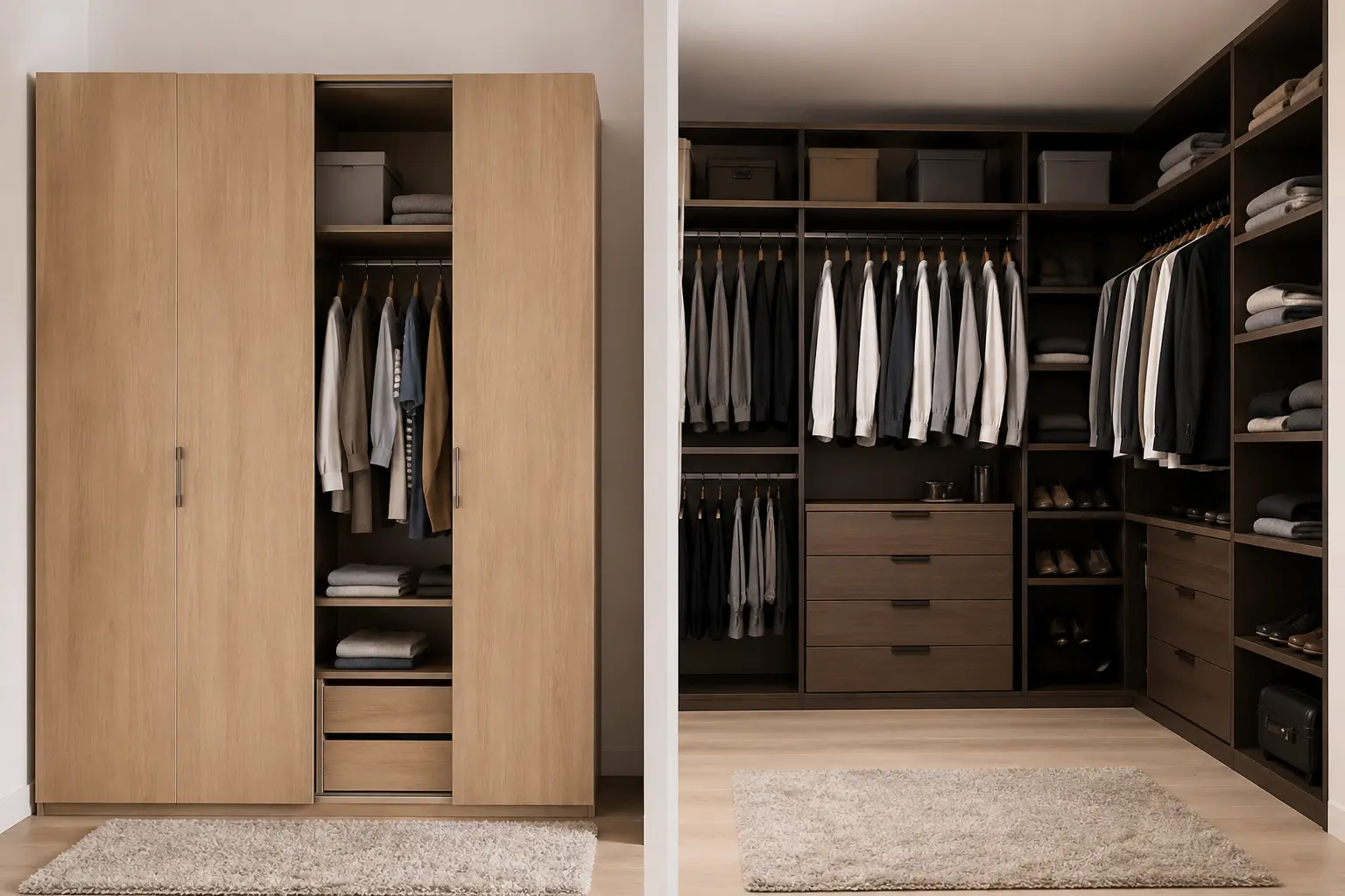 Dressing sur mesure compare a une armoire standard